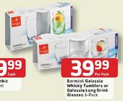 Bormioli Galassia Whisky Tumblers or Galassia Long Drink Glasses-3 Per Pack
