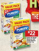 Purity 1st Stage Maize or 2nd Stage Banana Cereal - 450gm Each