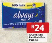 Always Maxi Plus Pads Duo Pack - 16's