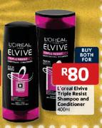 L'Oreal-Elvive Triple Resist Shampoo And Conditioner-400ml
