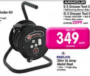 Reelco 20m 16Amp Metal Reel Single Plug-Each