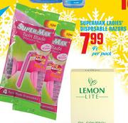 Supermax Ladies Disposable Razors-4's Per Pack