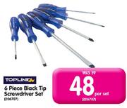 Topline 6 Piece Black Tip Screwdriver Set-Per Set