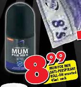 Mum For Men Anti-Perspirant Roll-On Assorted-45ml Each