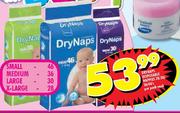 Drynaps Disposable Nappies-28/30/36/46's Per Pack Each