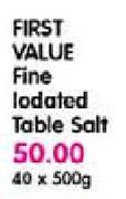 First Value Fine Lodated Table Salt-40 x 500gm