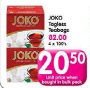 Joko Tagless Teabags-100's Each