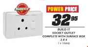Build It Socket Outlet Complete With Surface Box 2 x 4 (1 x 16amp)