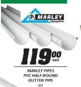 Marley Pipes PVC Half-Round Gutter Pipe-6m Each