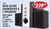 Dixon 2.1 Channel Multimedia Speaker Systems With Active Subwoofer & 2 Speakers (CS02)-Each