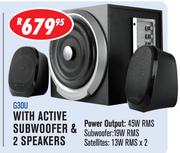 Dixon 2.1 Channel Multimedia Speaker Systems With Active Subwoofer & 2 Speaker (G30U)-Each