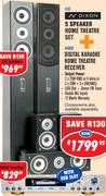 Dixon 5 Speaker Home Thertre Set(A10)+Digital Karaoke Home Theatre Receiver(AV800)-Each