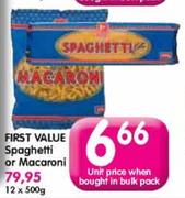 First Value Spaghetti Or Macaroni-12 x 500g