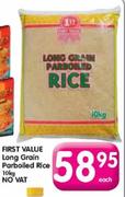 First Value Long Grain Parboiled Rice-10kg No VAT