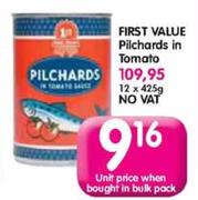 First Value Pilchards In Tomato-12 x 425g NO VAT