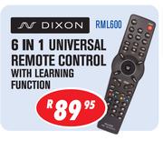 Dixon 6 In 1 Universal Remote Control With Learning Function RML600