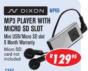 Dixon MP3 Player With Micro SD Slot MP69
