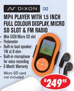 Dixon MP4 Player With 1.5 Inch Full Colour Display & Micro SD Slot & FM Radio C42