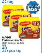 Maggi 2 Minute Noodles 3's (Beef, Cheese Or Chicken)-5 x 73g