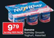 Danone Nutriday Smooth Yoghurt Assorted-6x100g Per Pack