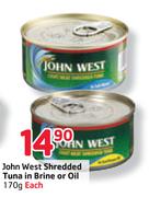 John West Shredded Tuna in Brine or Oil-170gm Each