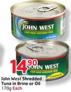 John West Shredded Tuna In Brine Or Oil-170G Each