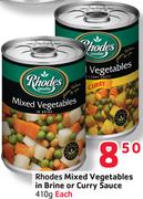Rhodes Mixed Vegetables In Brine Or Curry Sauce-410G-Each