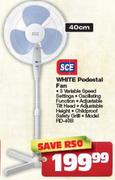 SCE 40cm White Pedestal Fan