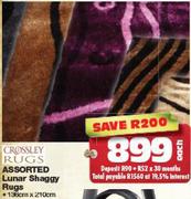 Crossley Rugs Assorted Lunar Shaggy Rugs 136x210Cm-Each