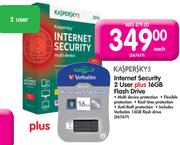 Kaspersky Internet Security 2 User Plus 16GB Flash Drive