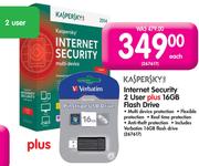 Kaspersky Internet Security 2 User Plus 16GB Flash Drive