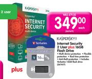 Kaspersky Internet Security 2 User Plus 16GB Flash Drive