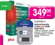 Kaspersky Internet Security 2 User Plus 16GB Flash Drive