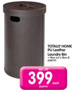 Totally Home PU Leather Laundry Bin 38x58Cm