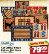 Multi-Flor Assorted Shape Pattern Coir Mats 40x60Cm-Each