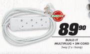 Build It Multiplug+ 3m Cord 3 Way(3x16Amp)