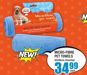 Micro-Fibre Pet Towels Assorted-92x46cm Each