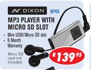 Dixon MP3 Player With Micro SD Slot MP69