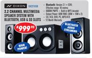 Dixon 2.2 Channel Multimedia Speaker System With Bluetooth, USB & SD Slots DX227USB