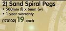 Camp Master Sand Spiral Pegs Each