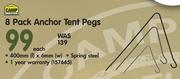 Camp Master 8 Pack Anchor Tent Pegs Each