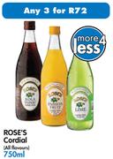 Rose's Cordial(All Flavours)-3x750ml