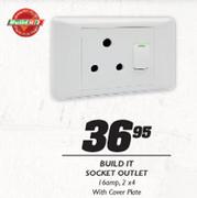 Build It Socket Outlet 16amp, 2x4 With Cover Plate