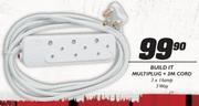 Build It Multiplug + 3m Cord-3x16amp 3 Way
