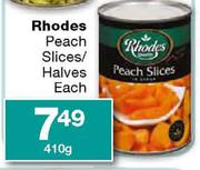 Rhodes Peach Slices/Halves 410g-Each 