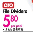 Aro File Dividers 5 Tab-Per Pack