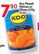 Koo Peach Halves Or Slices-410g 