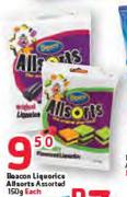 Beacon Liquorice Allsorts Assorted- 150g Each
