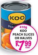 Koo Peach Slices Or Halves-410gm-Each