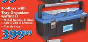 Toolbox With Tray Organizer-650x280x270mm WMTB3183